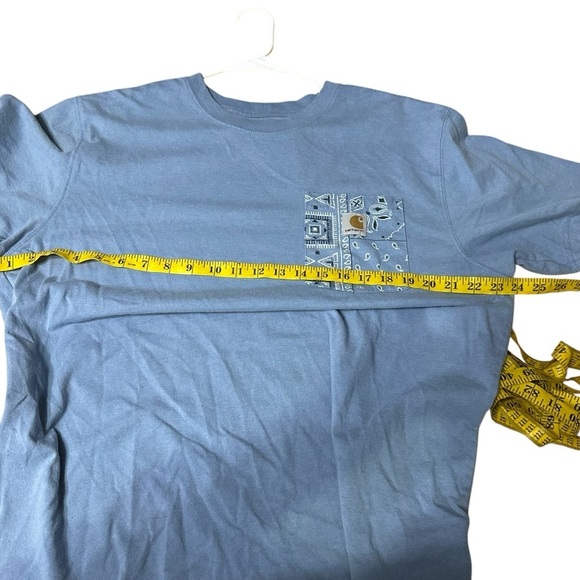 Carhartt Blue Loose Fit Pocket Tshirt Paisley Pocket Print Size Large - Picture 5 of 6